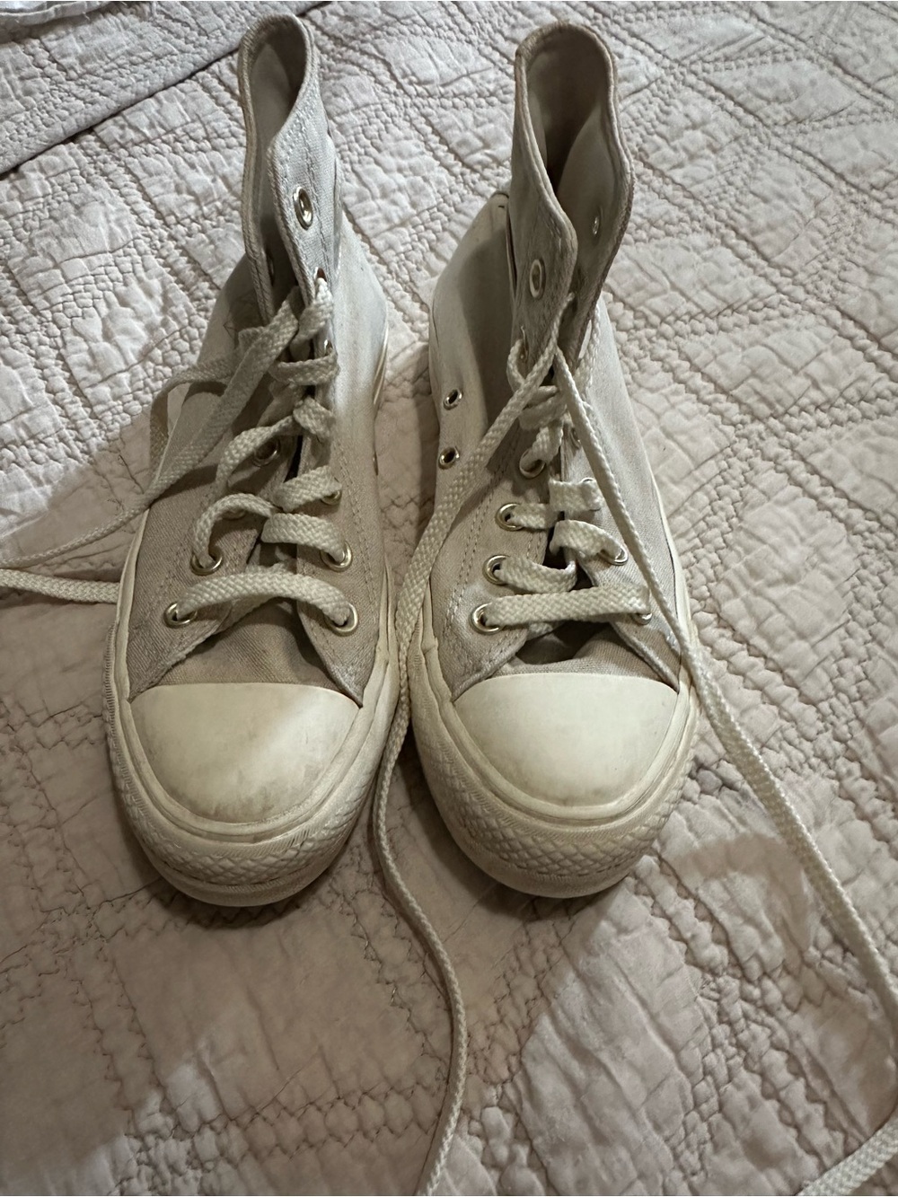 High-Top Canvas Sneakers in beige